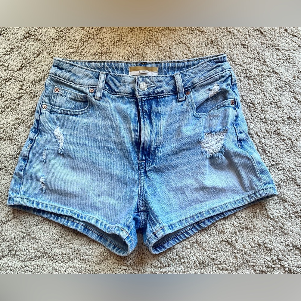 Maurices Blue Jean Shorts with Frayed Hem